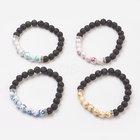 Handmade Porcelain Beads Stretch Bracelets BJEW-JB03708-1