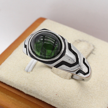 316L Surgical Stainless Steel and Synthetic Gemstone Finger Rings for Men FS-WG3E90C-13-1