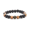 4Pcs 4 Style Natural & Synthetic Mixed Gemstone & Coconut Round Beaded Stretch Bracelets Set BJEW-JB09155-4