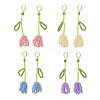 4 Pair 4 Colors Seed Braided Tulip Flower Dangle Leverback Earrings EJEW-TA00199-1