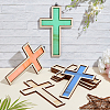 Wooden Double Layer Cross Wall Pendant Decorations HJEW-WH0036-75-4