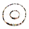 Natural Mixed Stone Round Beads Bracelets & Necklaces Sets SJEW-L132-21-1