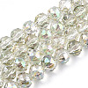 Electroplate Transparent Glass Beads Strands X-EGLA-N002-34C-C09-1