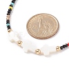 Shell Cross & Glass Beaded Necklace for Women NJEW-JN03910-02-5