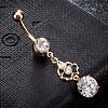 Brass Cubic Zirconia Navel Ring AJEW-EE0004-30A-1