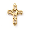 Eco-Friendly Rack Plating Brass Pave Clear Cubic Zirconia Connector Charms KK-F847-02G-2