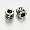 Tibetan Style Alloy Hollow Column with Flower Large Hole European Beads PALLOY-E381-03AS-NR-2