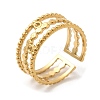 304 Stainless Steel Triple Line Open Cuff Rings for Women STAS-D085-26G-1