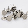Tarnish Resistant 304 Stainless Steel Flat Round Stud Earring Settings STAS-N019-21-14mm-2