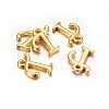 Golden Plated Alloy Letter Pendants X-PALLOY-J718-01G-T-2