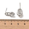 Heart Brass Micro Pave Cubic Zirconia Stud Earrings EJEW-H128-01P-3