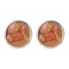 Flat Round with Mixed Gemstone Chip Beads Stud Earrings for Girl Women EJEW-JE04669-5