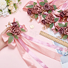 PE Flower with Satin Ribbon Wedding Car Rearview Mirror AJEW-WH0596-913-3