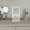 Transparent Acrylic Vertical Earring Display Stands with Wooden Base EDIS-WH0021-48A-4