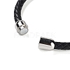 Natural Lapis Lazuli Round Bead Braided Leather Cord Bracelets for Men Women BJEW-A009-11P-03-4