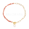 Natural Baroque Pearl Keshi Pearl Pendant Necklaces NJEW-JN03149-2