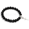 Cross Bracelet Women's European and American Fashion Personality Black Bracelet Ethnic Style Jewelry Lava Stone XK5170-9-1