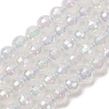 Electroplated Natural Agate Beads Strands G-B191-A07-6mm-01-2