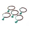 Natural African Turquoise(Jasper) Stretch Charm Bracelets BJEW-JB03415-2