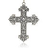 Antique Silver Plated Alloy Rhinestone Cross Pendants RB-J205-01AS-2