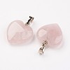 Natural Rose Quartz Pendants X-G-G956-B05-FF-1