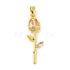 Rose Flower for Valentine's Day Real 18K Gold Plated Rack Plating Brass Micro Pave Cubic Zirconia Pendants KK-R153-01D-G-1