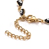 Enamel Heart with Evil Eye Link Chains Bracelet BJEW-P271-07G-03-3