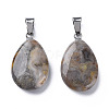 Teardrop Dyed Natural Crazy Agate Obsidian Pendants G-Q368-12-4