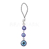 Handmade Evil Eye Lampwork & Resin Pendant Mobile Straps HJEW-JM04507-2