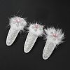 Christmas Snowflake Glitter Gretel Fabric with PU leather Snap Hair Clips PHAR-G006-06P-1