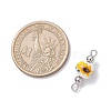 Handmade Flower Printed Porcelain Ceramic Round Links Connector Charms PALLOY-JF04451-01-2
