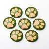 Dog Paw Prints Pattern Luminous Dome/Half Round Glass Flat Back Cabochons for DIY Projects GGLA-L010-10mm-L08-2