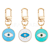 DICOSMETIC 3Pcs 3 Colors Flat Round with Evil Eye Alloy Enamel Pendant Decoration KEYC-DC0001-23-1