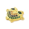 Real 18K Gold Plated Brass Pave Cubic Zirconia Connector Charms KK-L209-054G-01-2