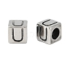 304 Stainless Steel Large Hole Letter European Beads STAS-H428-01AS-U-1