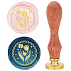 Brass Wax Seal Stamp with Rosewood Handle AJEW-WH0412-0016-1