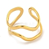 Ion Plating(IP) 304 Stainless Steel Irregular Open Cuff Ring for Women RJEW-A043-26G-2