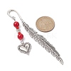 Valentine's Day Alloy Heart Pendant Bookmarks AJEW-JK00270-04-3