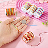 6 Rolls 6 Colors Segment Dyed Twisted Waxed Polyester Cord YC-TA0001-09-6