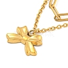 304 Stainless Steel Bowknot Pendant Necklaces NJEW-L182-001G-02-6