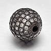 Round Brass Micro Pave Cubic Zirconia Beads ZIRC-N016-01B-12mm-2