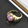 Brass Pave Cubic Zirconia Cuff Open Rings for Women RJEW-L343-08G-02-3