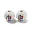 Printed Wood European Beads WOOD-L020-D04-1
