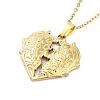 Heart with Flower 304 Stainless Steel Pendant Necklaces NJEW-G083-03B-G-1