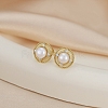 925 Sterling Silver Flat Round Stud Earrings EJEW-D326-02G-1