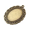 Tibetan Style Alloy Oval Big Pendant Cabochon Settings TIBEP-553-AB-FF-2