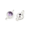 Brass Cubic Zirconia Flat Round Connector Charms KK-H204-02S-01-1