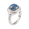 Natural Lapis Lazuli Round Adjustable Rings RJEW-K271-04P-11-2