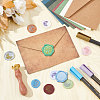 Brass Wax Seal Stamp with Wood Handle AJEW-WH0412-0263-4