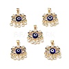 Lampwork Evil Eye Pendants with Colorful Cubic Zirconia ZIRC-L102-13G-04-1